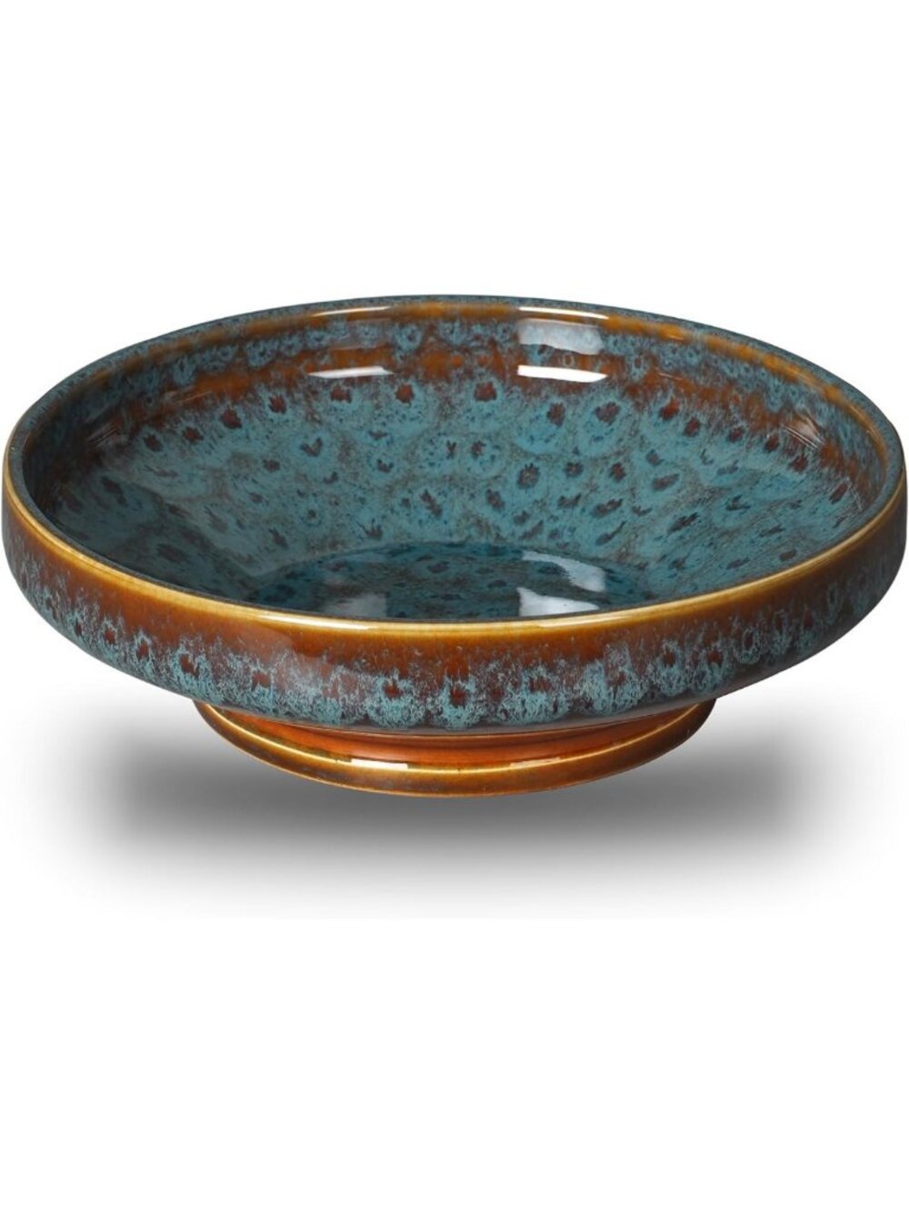 Large Decorative Ceramic Fruit Bowl - 10.2 Inch Pedestal Serving Bowl for